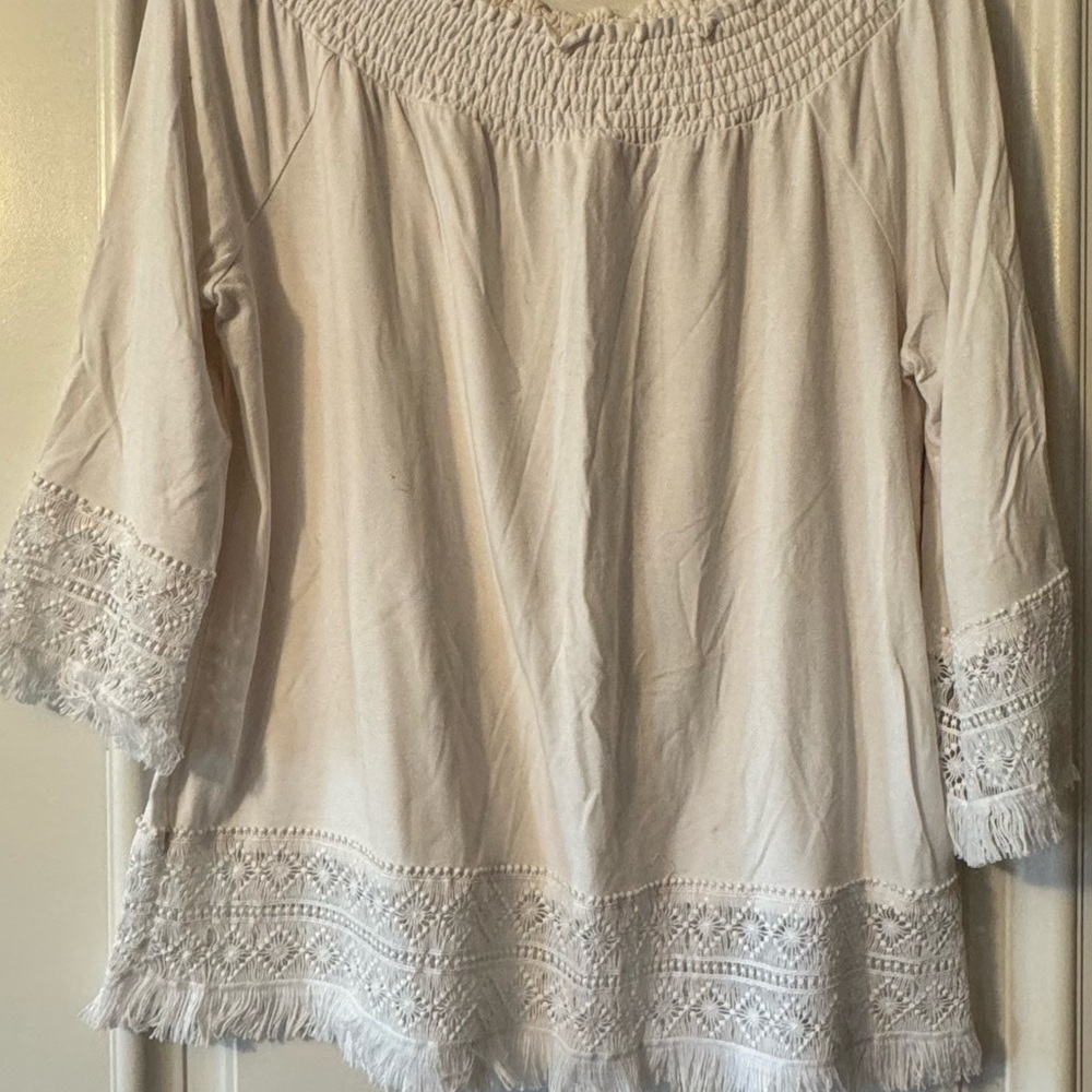 Chico's Off-White Beaded Top